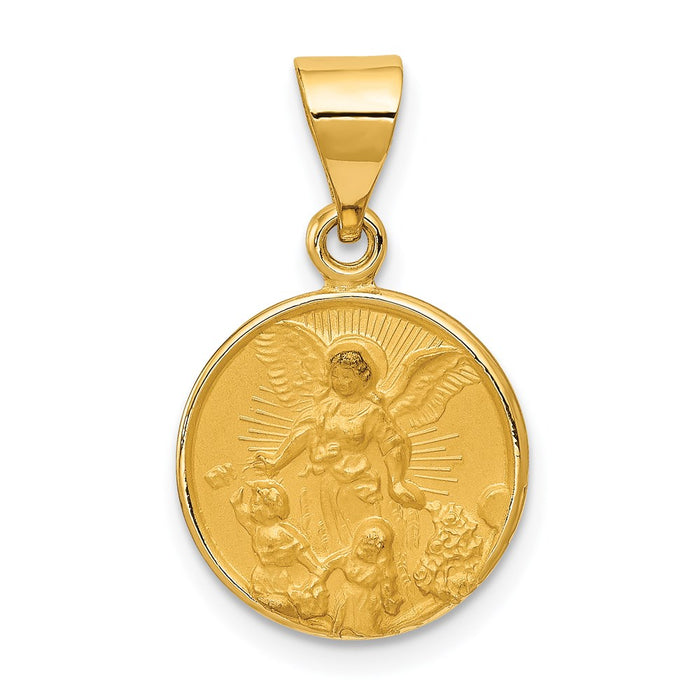 Million Charms 18K Yellow Gold Themed Guardian Angel Medal Pendant