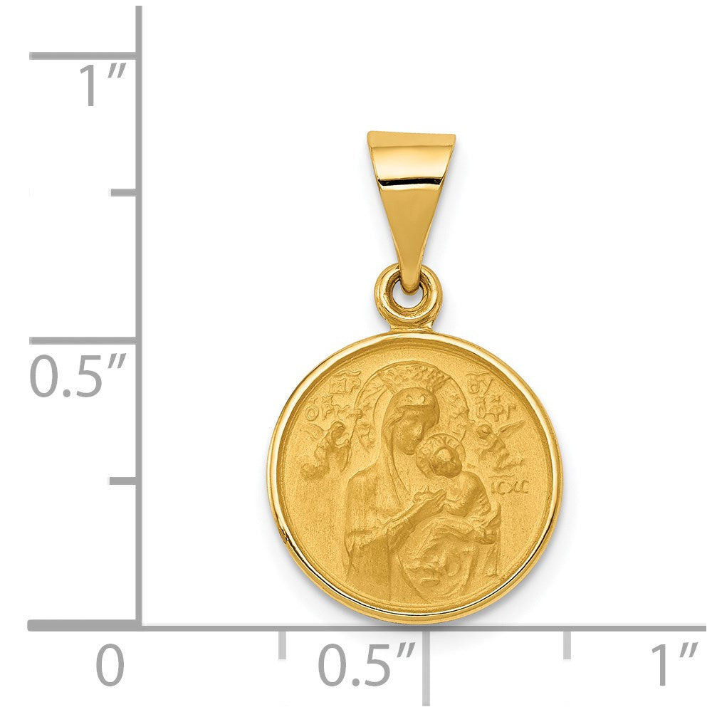 Million Charms 18K Yellow Gold Themed Relgious Our Lady Of Perpetual Help Medal Pendant