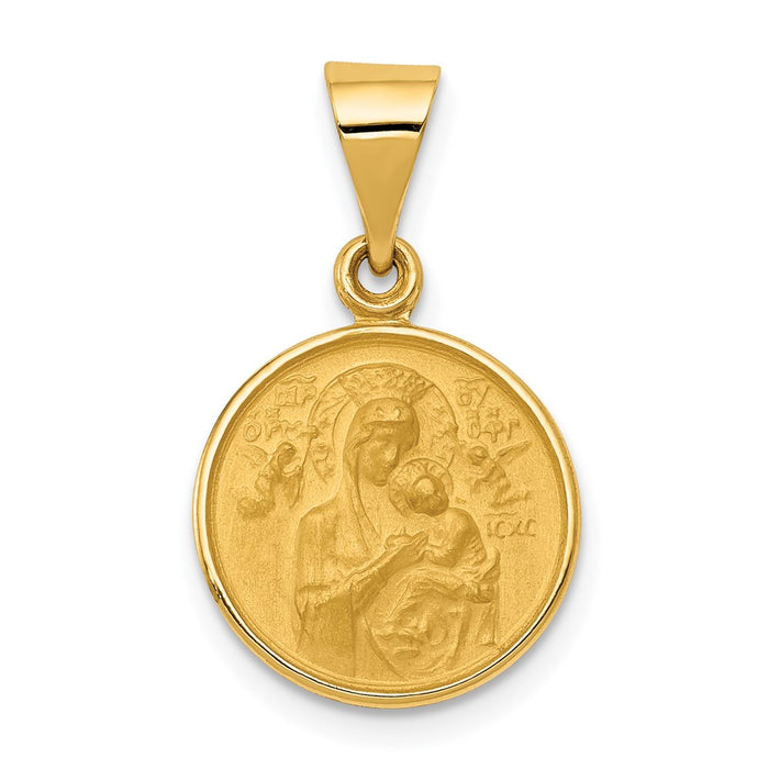 Million Charms 18K Yellow Gold Themed Relgious Our Lady Of Perpetual Help Medal Pendant