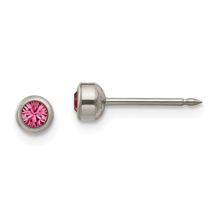 Inverness Titanium 4mm Rose Crystal Bezel Earrings, 4mm x 4mm