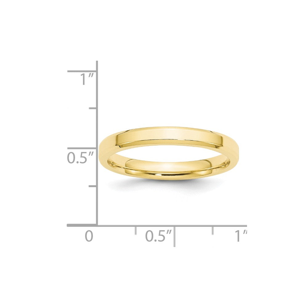 10k Yellow Gold 3mm Bevel Edge Comfort Fit Wedding Band Size 10
