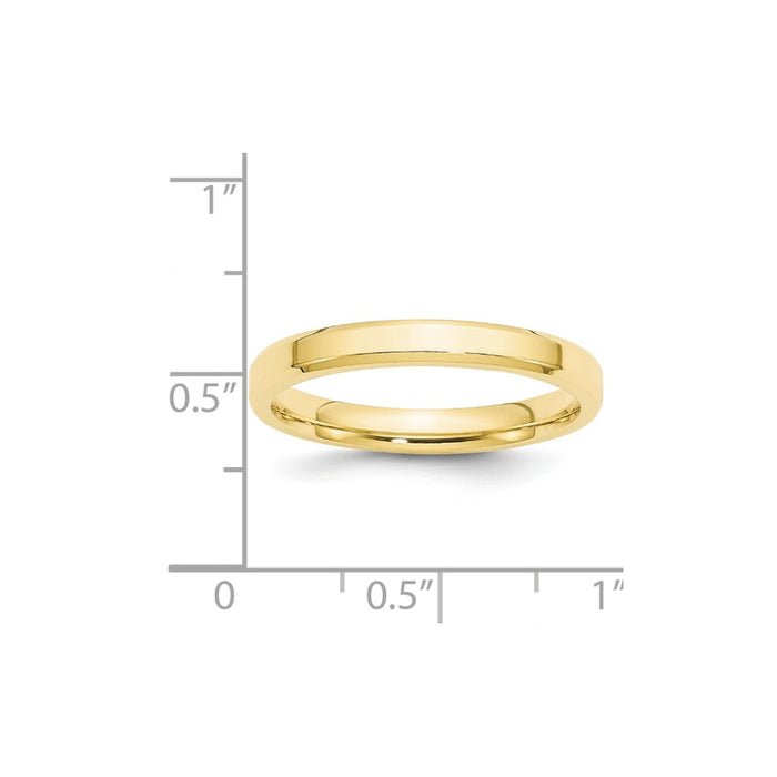 10k Yellow Gold 3mm Bevel Edge Comfort Fit Wedding Band Size 10