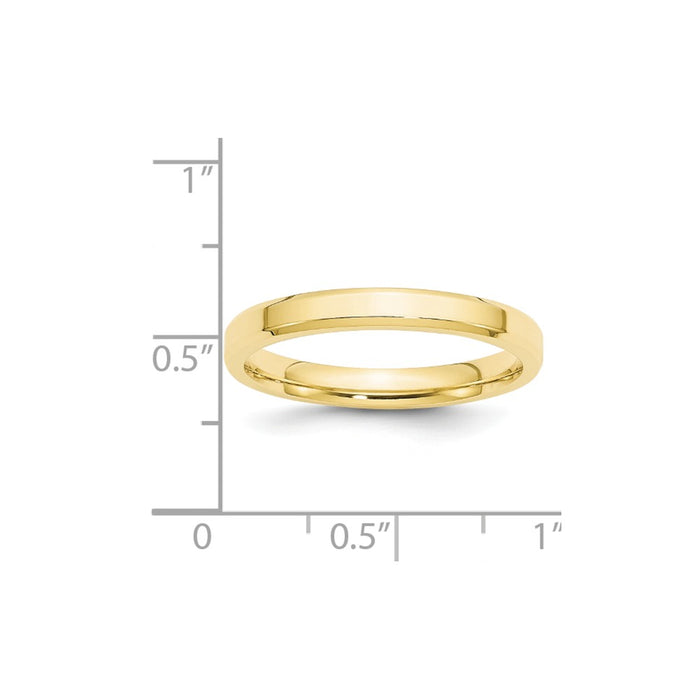 10k Yellow Gold 3mm Bevel Edge Comfort Fit Wedding Band Size 12.5
