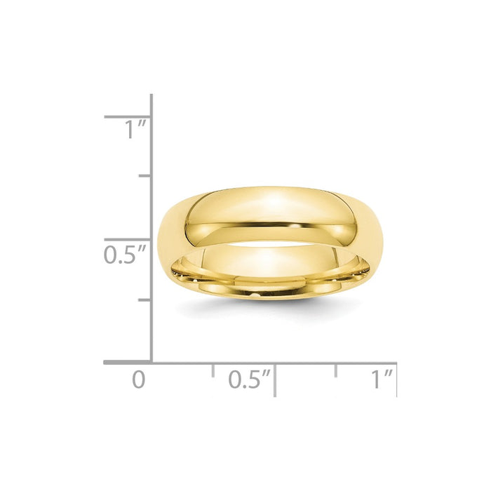 10k Yellow Gold 6mm Standard Comfort Fit Wedding Band Size 13.5