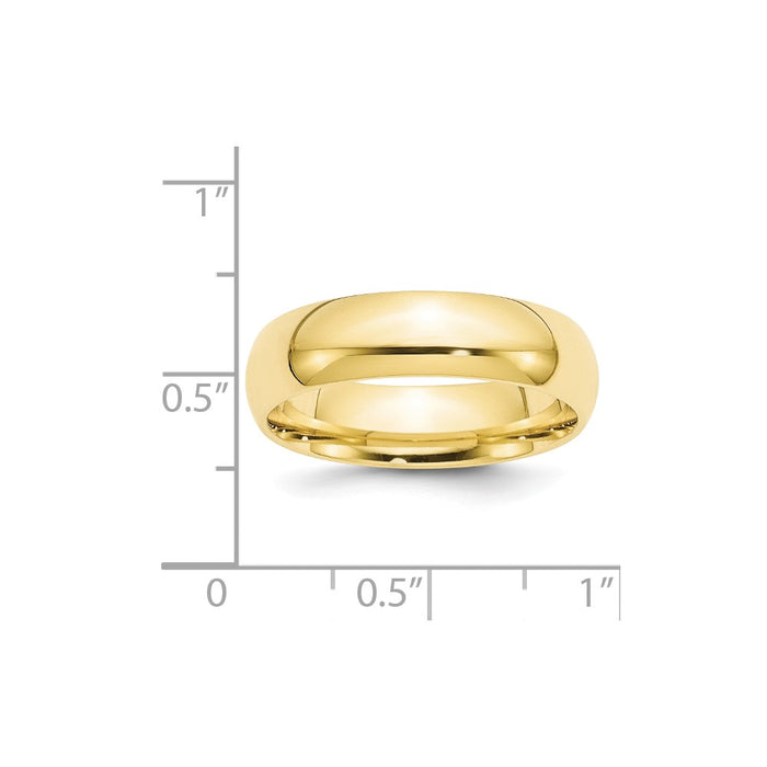 10k Yellow Gold 6mm Standard Comfort Fit Wedding Band Size 5