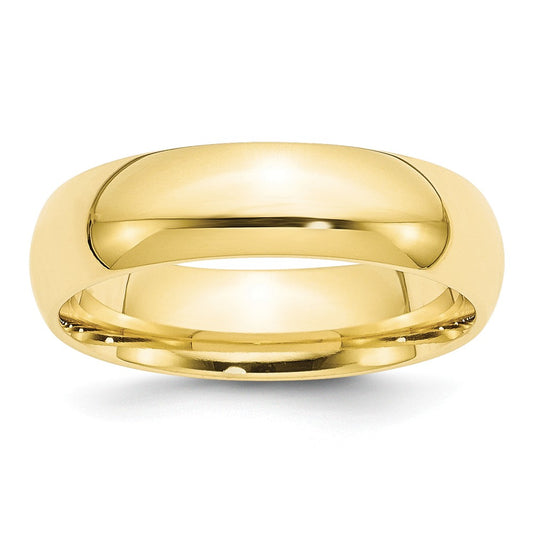 10k Yellow Gold 6mm Standard Comfort Fit Wedding Band Size 5