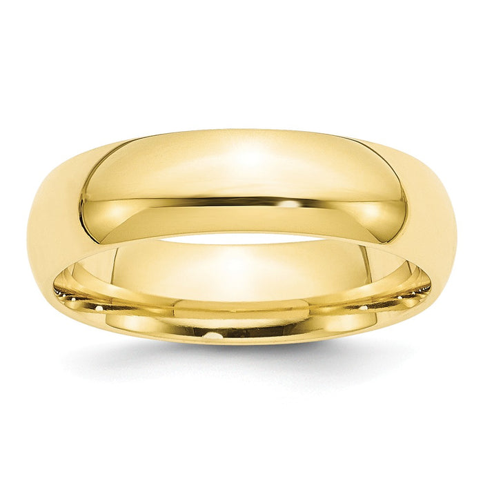 10k Yellow Gold 6mm Standard Comfort Fit Wedding Band Size 6