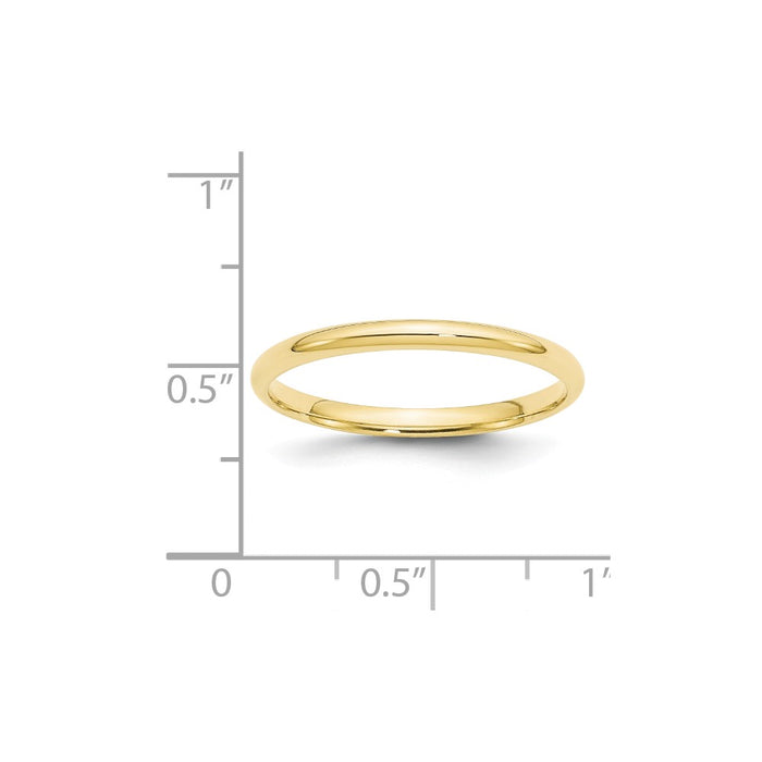 10k Yellow Gold 2mm LTW Comfort Fit Wedding Band Size 6.5