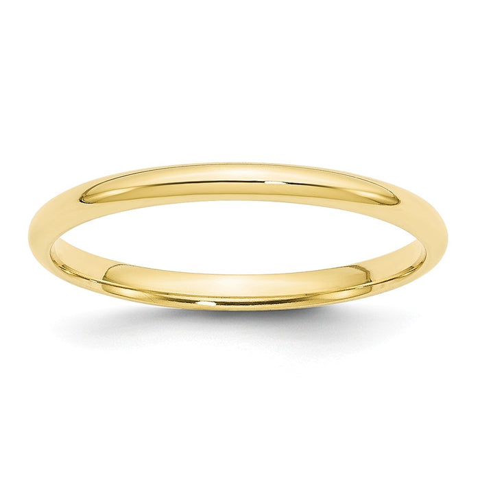 10k Yellow Gold 2mm LTW Comfort Fit Wedding Band Size 6.5