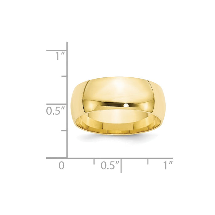 10k Yellow Gold 8mm LTW Comfort Fit Wedding Band Size 10.5