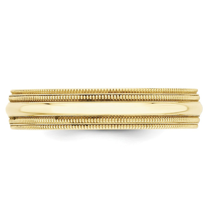 10k Yellow Gold 5mm Double Milgrain Comfort Fit Wedding Band Size 9.5