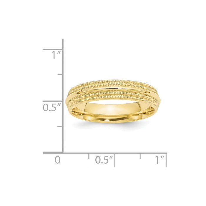 10k Yellow Gold 5mm Double Milgrain Comfort Fit Wedding Band Size 7