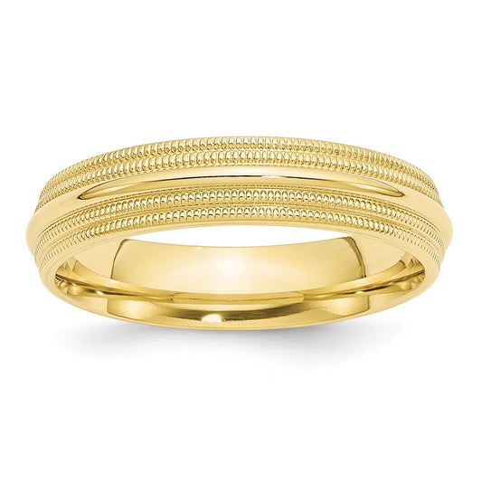 10k Yellow Gold 5mm Double Milgrain Comfort Fit Wedding Band Size 9.5