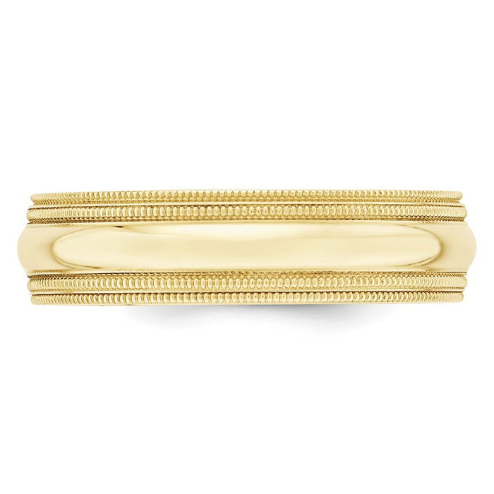 10k Yellow Gold 6mm Double Milgrain Comfort Fit Wedding Band Size 4.5