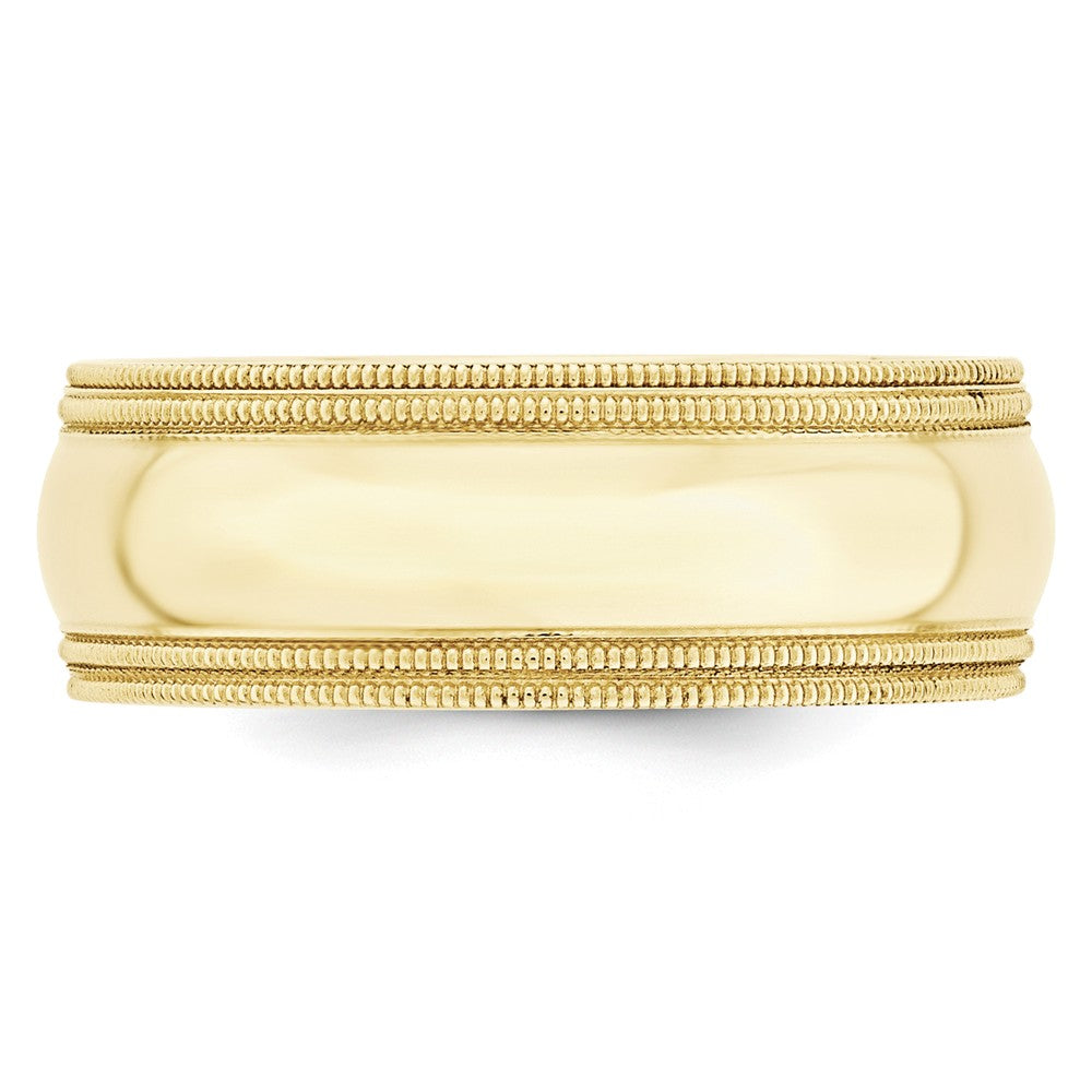 10k Yellow Gold 8mm Double Milgrain Comfort Fit Wedding Band Size 10.5
