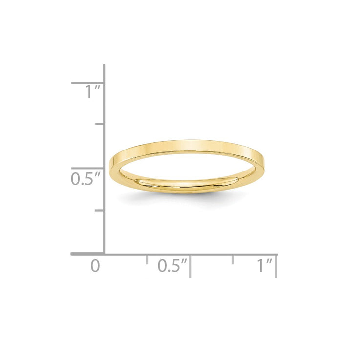 10k Yellow Gold 2mm Standard Flat Comfort Fit Wedding Band Size 13