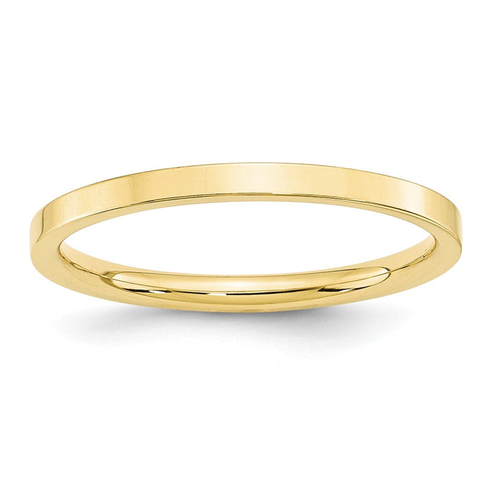 10k Yellow Gold 2mm Standard Flat Comfort Fit Wedding Band Size 5