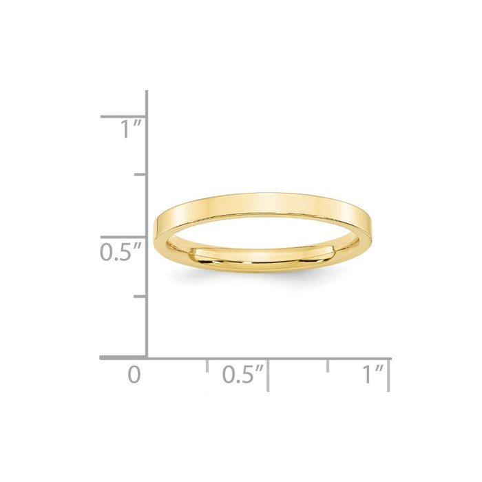 10k Yellow Gold 2.5mm Standard Flat Comfort Fit Wedding Band Size 6.5