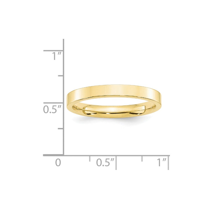 10k Yellow Gold 3mm Standard Flat Comfort Fit Wedding Band Size 7.5