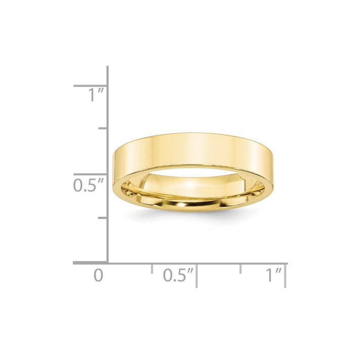 10k Yellow Gold 5mm Standard Flat Comfort Fit Wedding Band Size 4