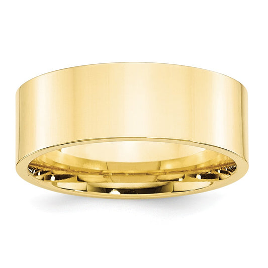 10k Yellow Gold 8mm Standard Flat Comfort Fit Wedding Band Size 5.5