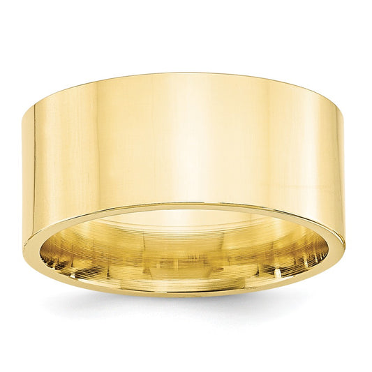 10k Yellow Gold 10mm Standard Flat Comfort Fit Wedding Band Size 12.5
