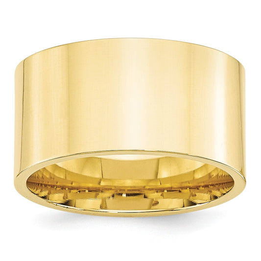 10k Yellow Gold 12mm Standard Flat Comfort Fit Wedding Band Size 12