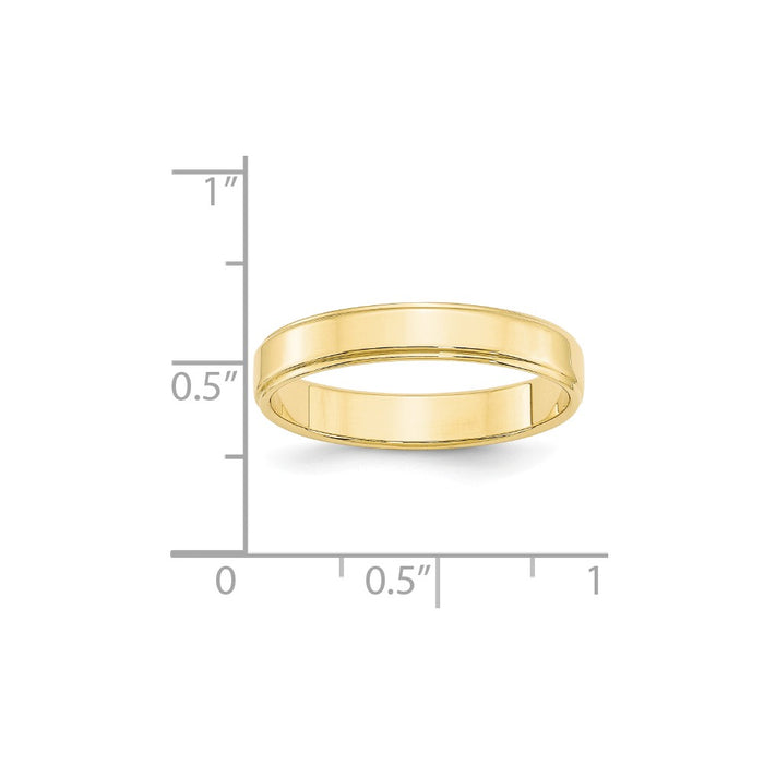 10k Yellow Gold 4mm Flat with Step Edge Wedding Band Size 6.5