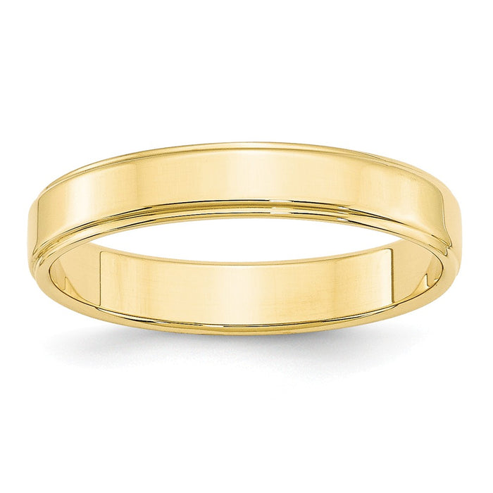 10k Yellow Gold 4mm Flat with Step Edge Wedding Band Size 9.5