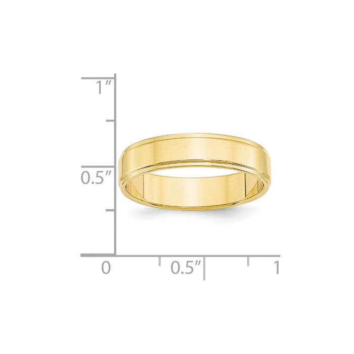 10k Yellow Gold 5mm Flat with Step Edge Wedding Band Size 11.5