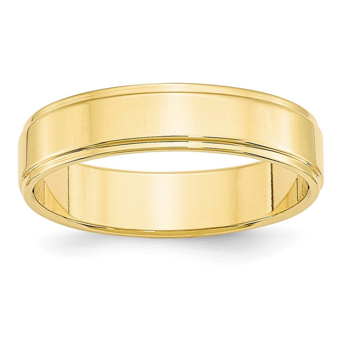 10k Yellow Gold 5mm Flat with Step Edge Wedding Band Size 5