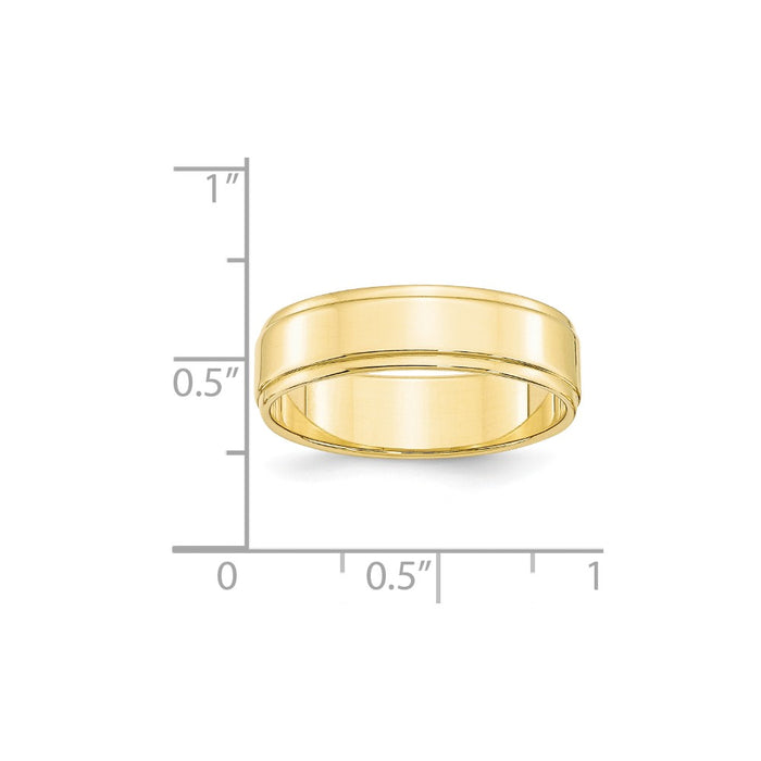 10k Yellow Gold 6mm Flat with Step Edge Wedding Band Size 4.5