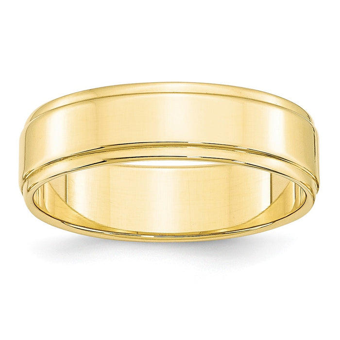 10k Yellow Gold 6mm Flat with Step Edge Wedding Band Size 10.5