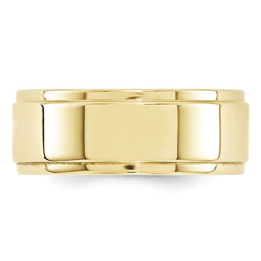 10k Yellow Gold 8mm Flat with Step Edge Wedding Band Size 9
