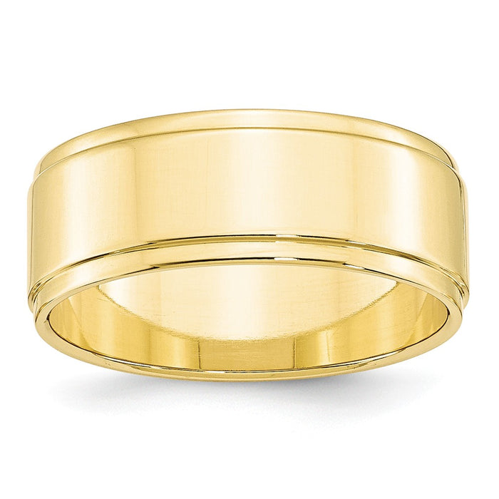 10k Yellow Gold 8mm Flat with Step Edge Wedding Band Size 8