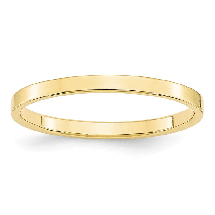 10k Yellow Gold 2mm LTW Flat Wedding Band Size 10.5