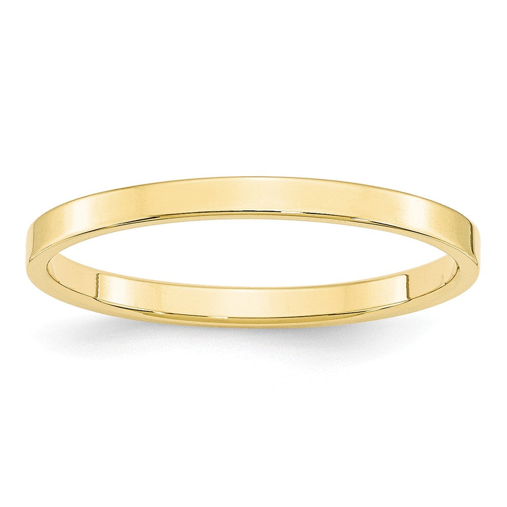 10k Yellow Gold 2mm LTW Flat Wedding Band Size 7.5