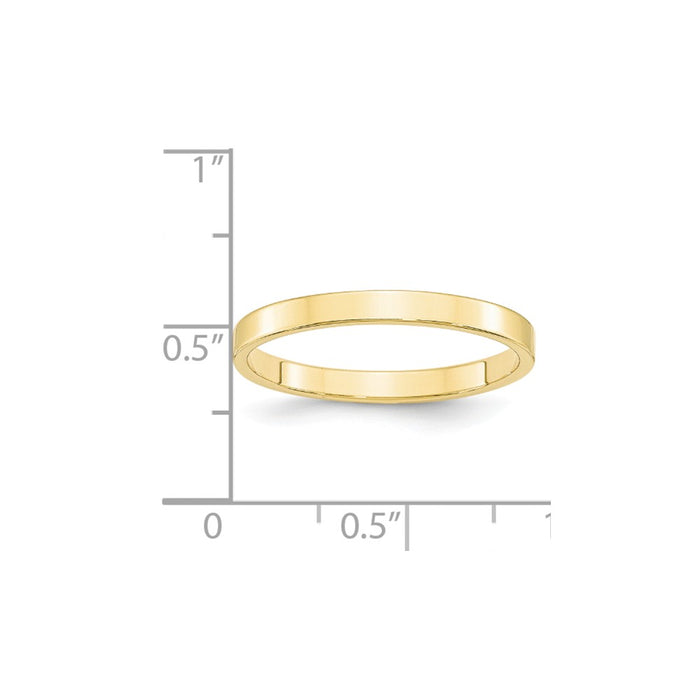 10k Yellow Gold 2.5mm LTW Flat Wedding Band Size 12.5