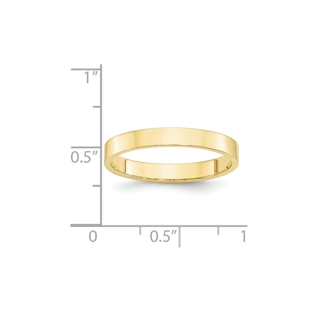 10k Yellow Gold 3mm LTW Flat Wedding Band Size 10.5