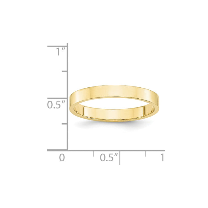 10k Yellow Gold 3mm LTW Flat Wedding Band Size 6.5