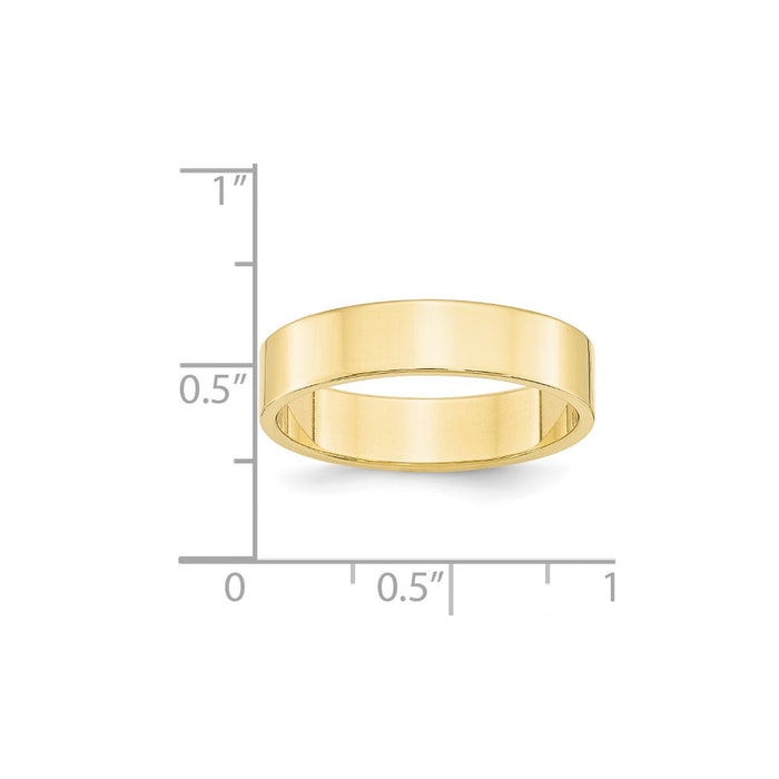 10k Yellow Gold 5mm LTW Flat Wedding Band Size 8