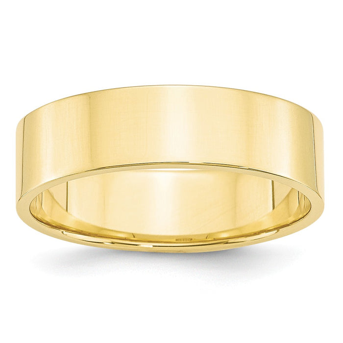 10k Yellow Gold 6mm LTW Flat Wedding Band Size 10.5