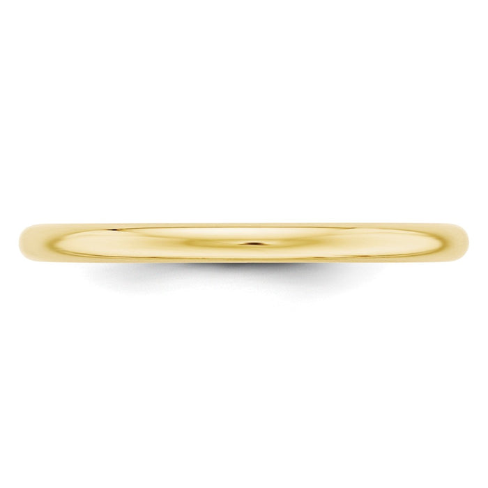 10k Yellow Gold 2mm Half Round Wedding Band Size 7.5