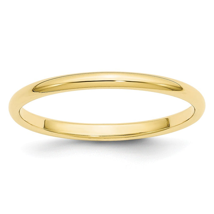 10k Yellow Gold 2mm Half Round Wedding Band Size 7