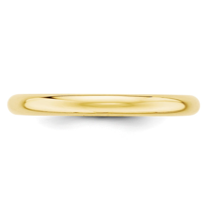 10k Yellow Gold 2.5mm Half Round Wedding Band Size 12