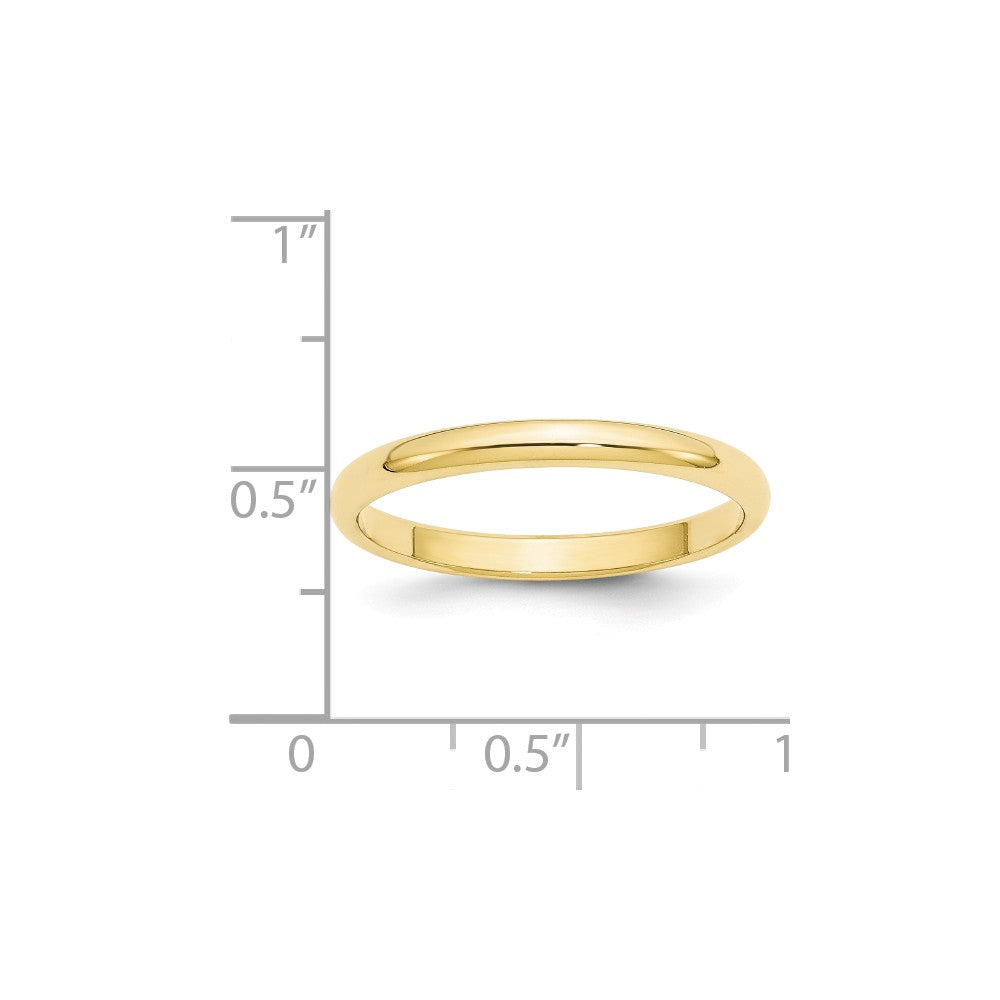 10k Yellow Gold 2.5mm Half Round Wedding Band Size 7