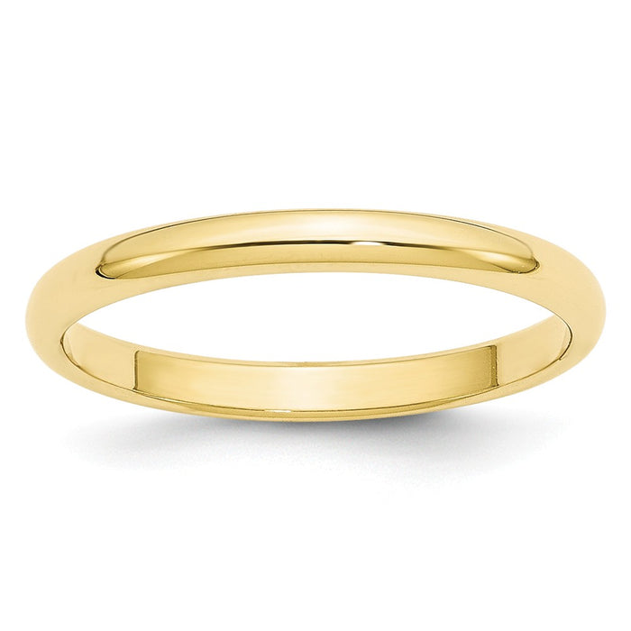 10k Yellow Gold 2.5mm Half Round Wedding Band Size 9.5