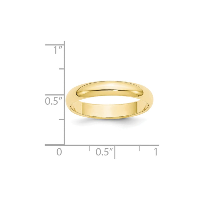 10k Yellow Gold 4mm Half Round Wedding Band Size 6.5