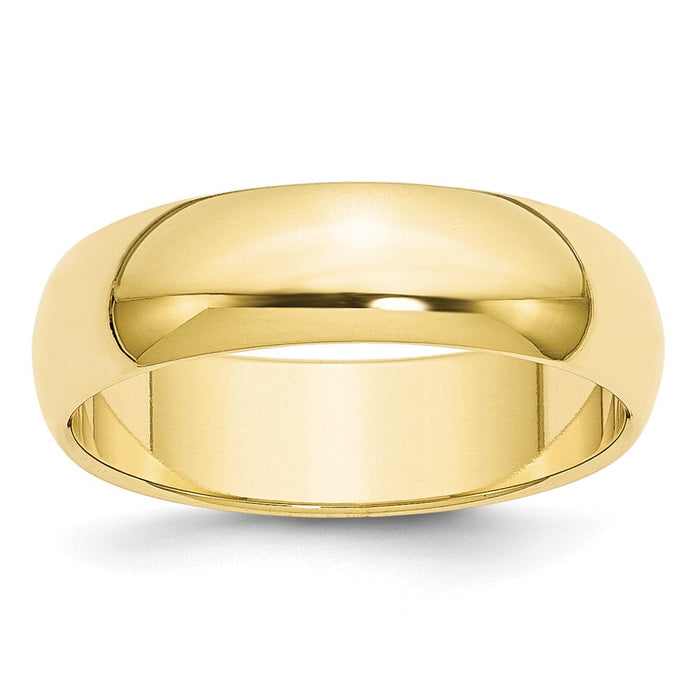 10k Yellow Gold 6mm Half Round Wedding Band Size 4