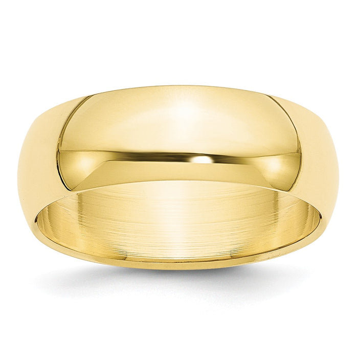 10k Yellow Gold 7mm Half Round Wedding Band Size 5.5